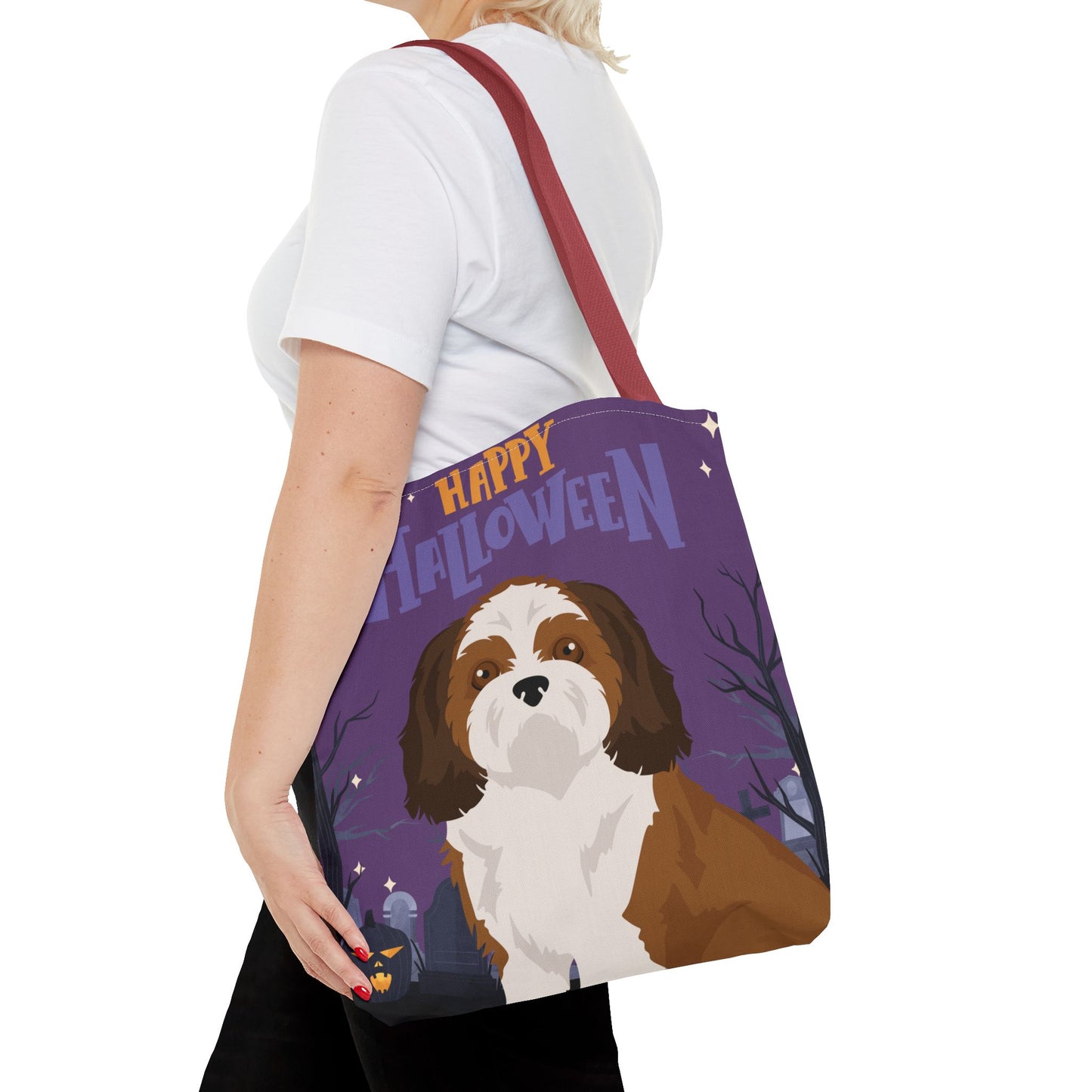 Shih Tzu Dog Happy Halloween Tote Bag 16x16