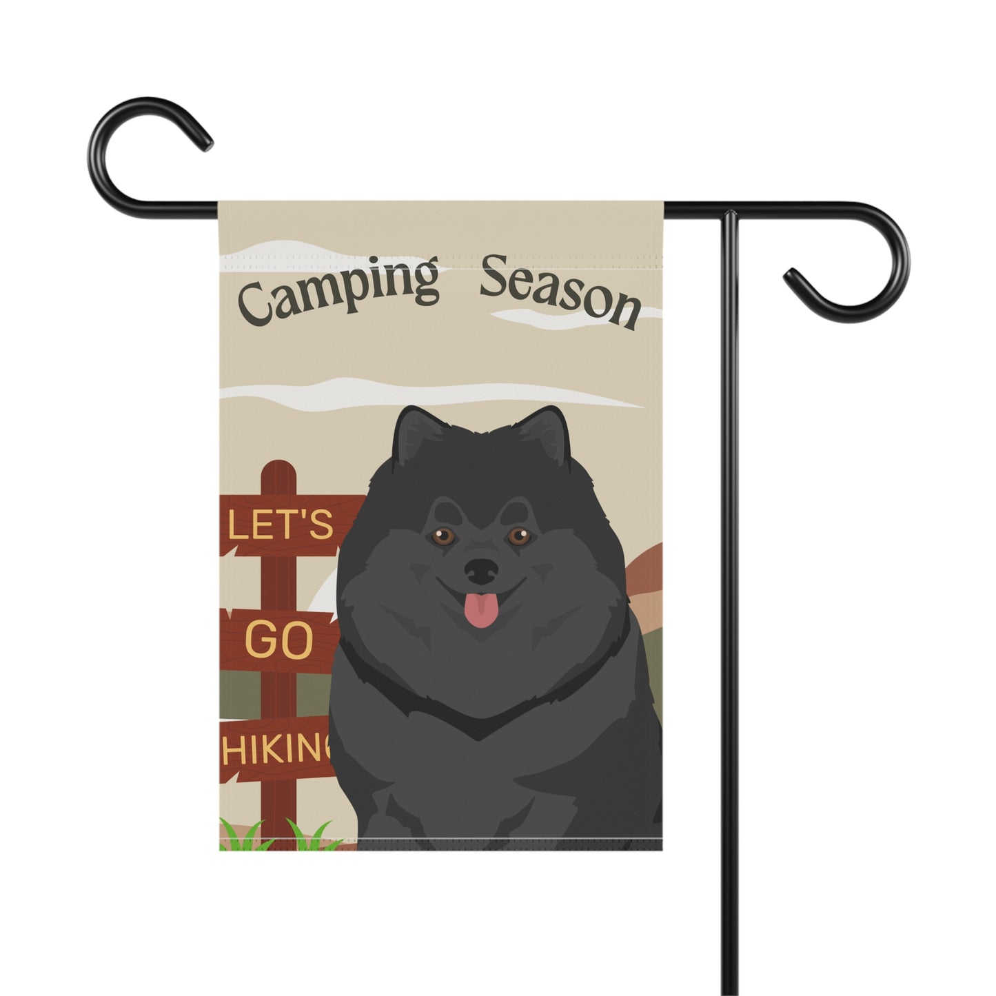 Pomeranian Dog Camping Garden Flag