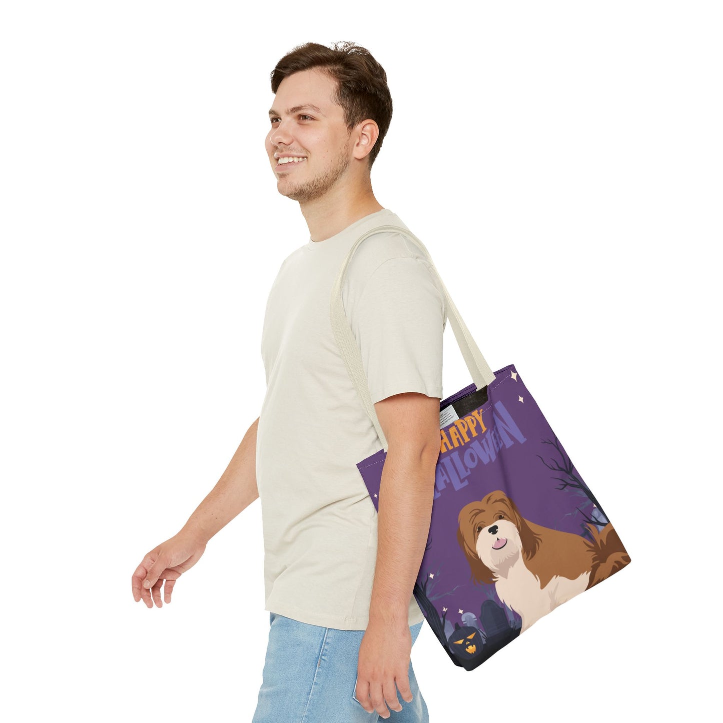 Lhasa Apso Dog Happy Halloween Tote Bag 16x16