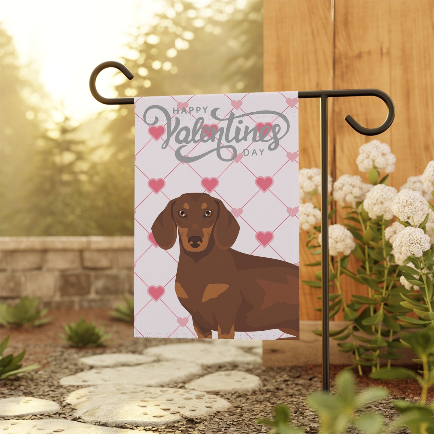 Dachshund Dog Valentines Day Garden Flag