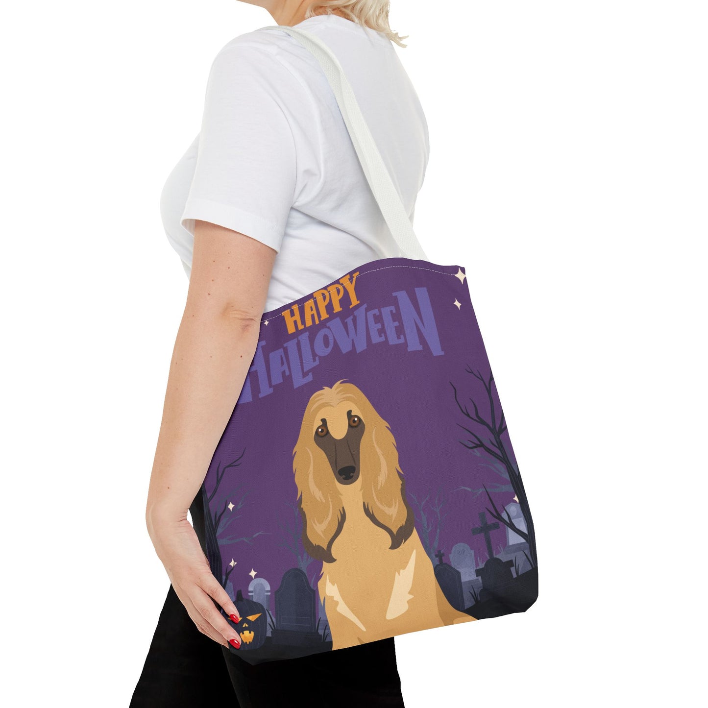 Afghan Hound Dog Happy Halloween Tote Bag 16x16