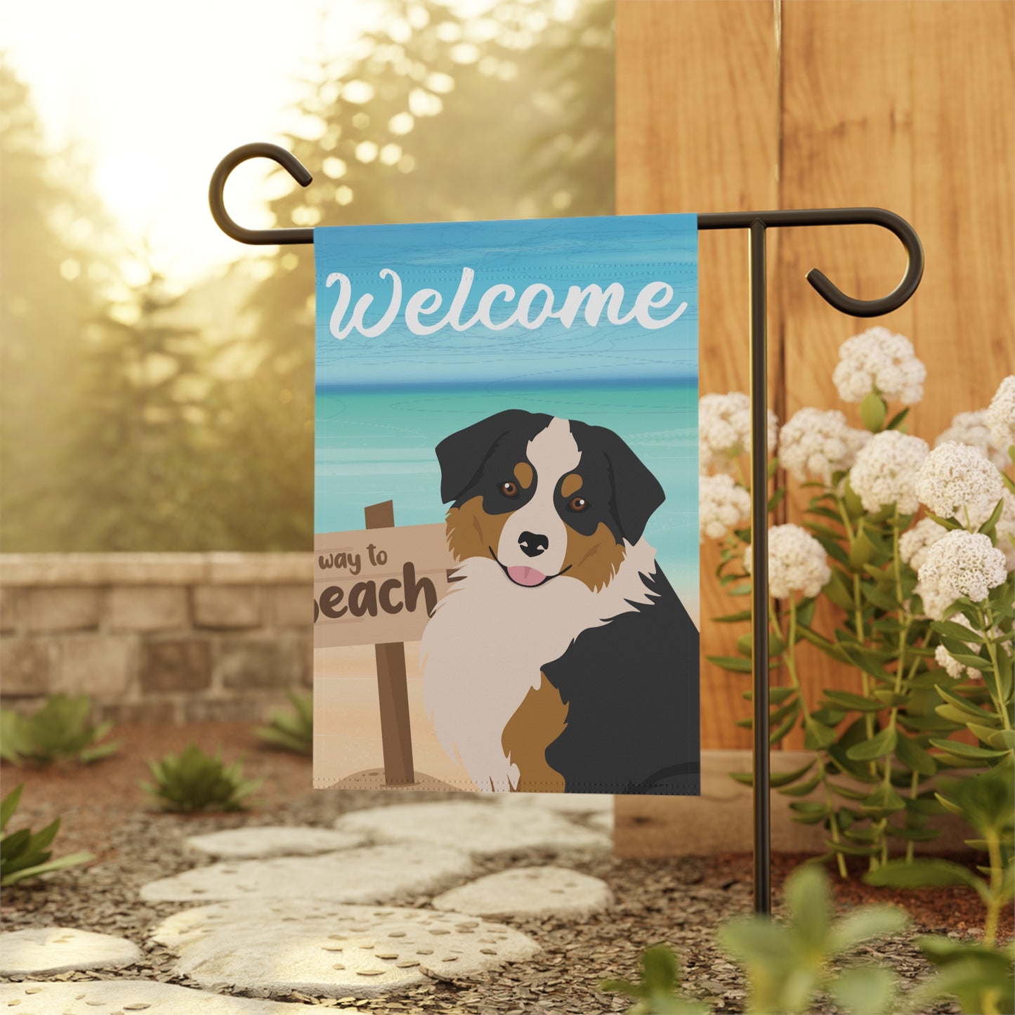 Miniature American Shepherd Dog Garden Flag