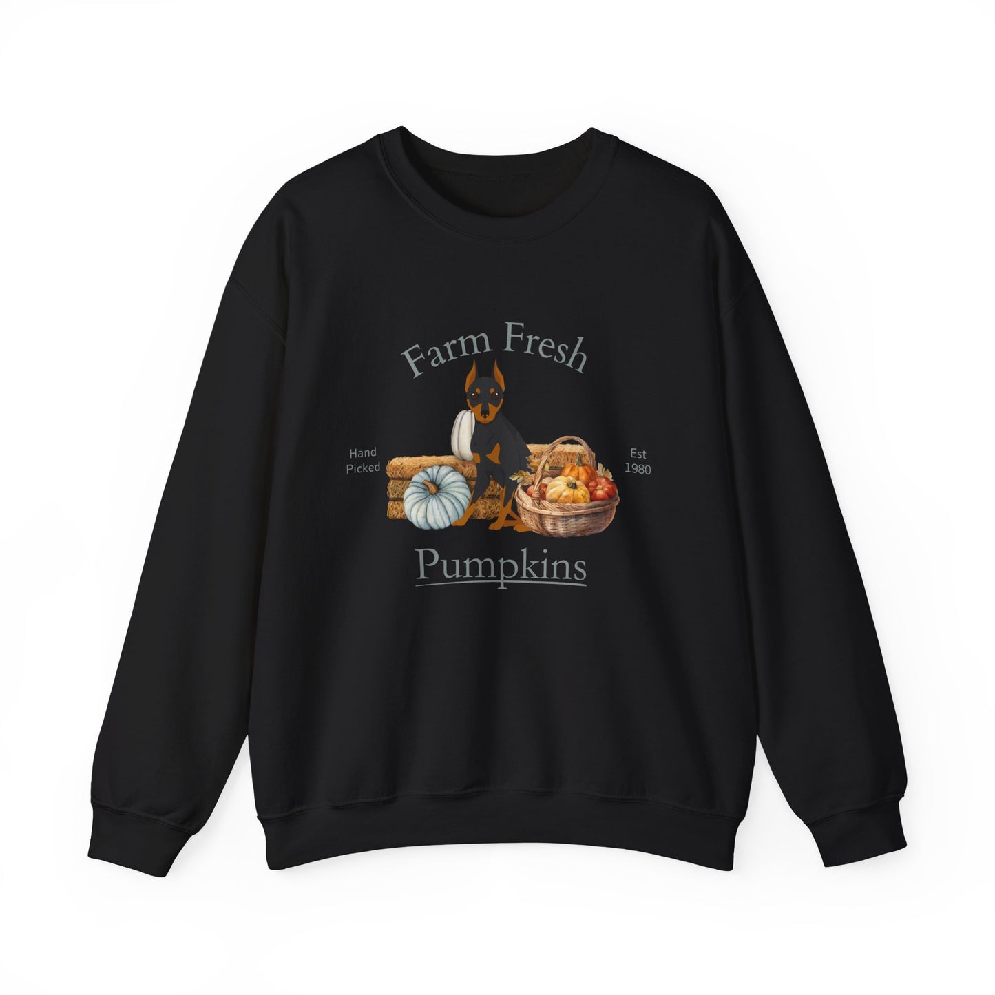 Miniature Pinscher Dog Fall Farm Fresh Unisex Heavy Blend Crewneck Sweatshirt