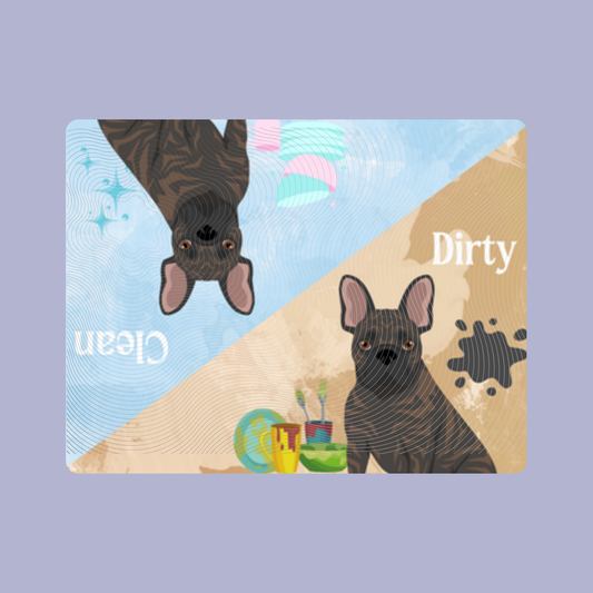 French Bulldog Dog Clean & Dirty Fridge Magnet Set 3 Pack