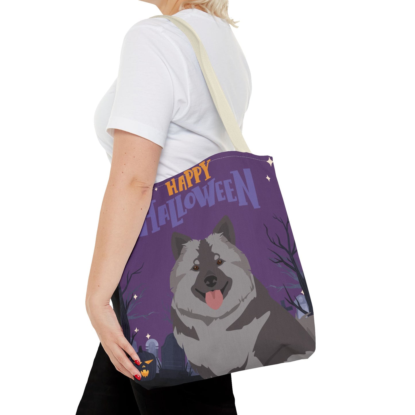 Keeshound Dog Happy Halloween Tote Bag 16x16