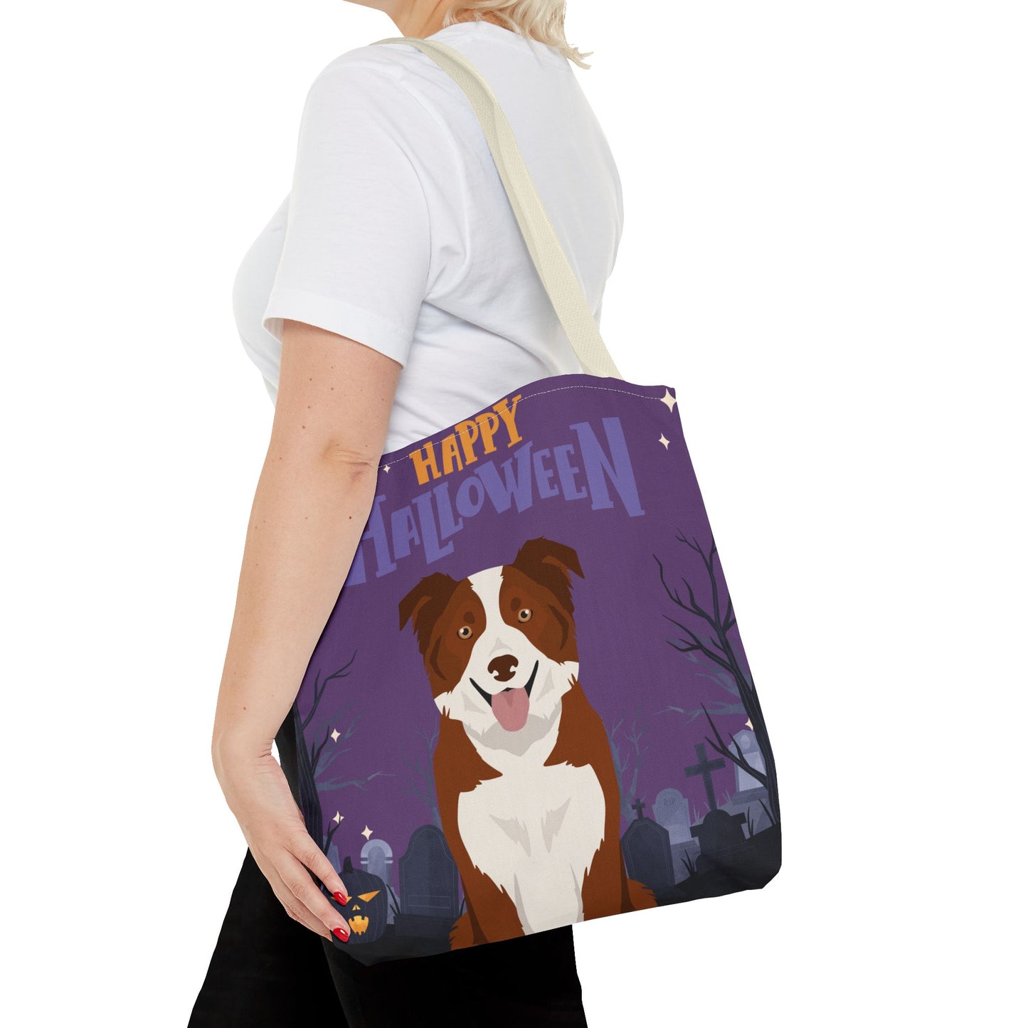 Border Collie Dog Happy Halloween Tote Bag 16x16