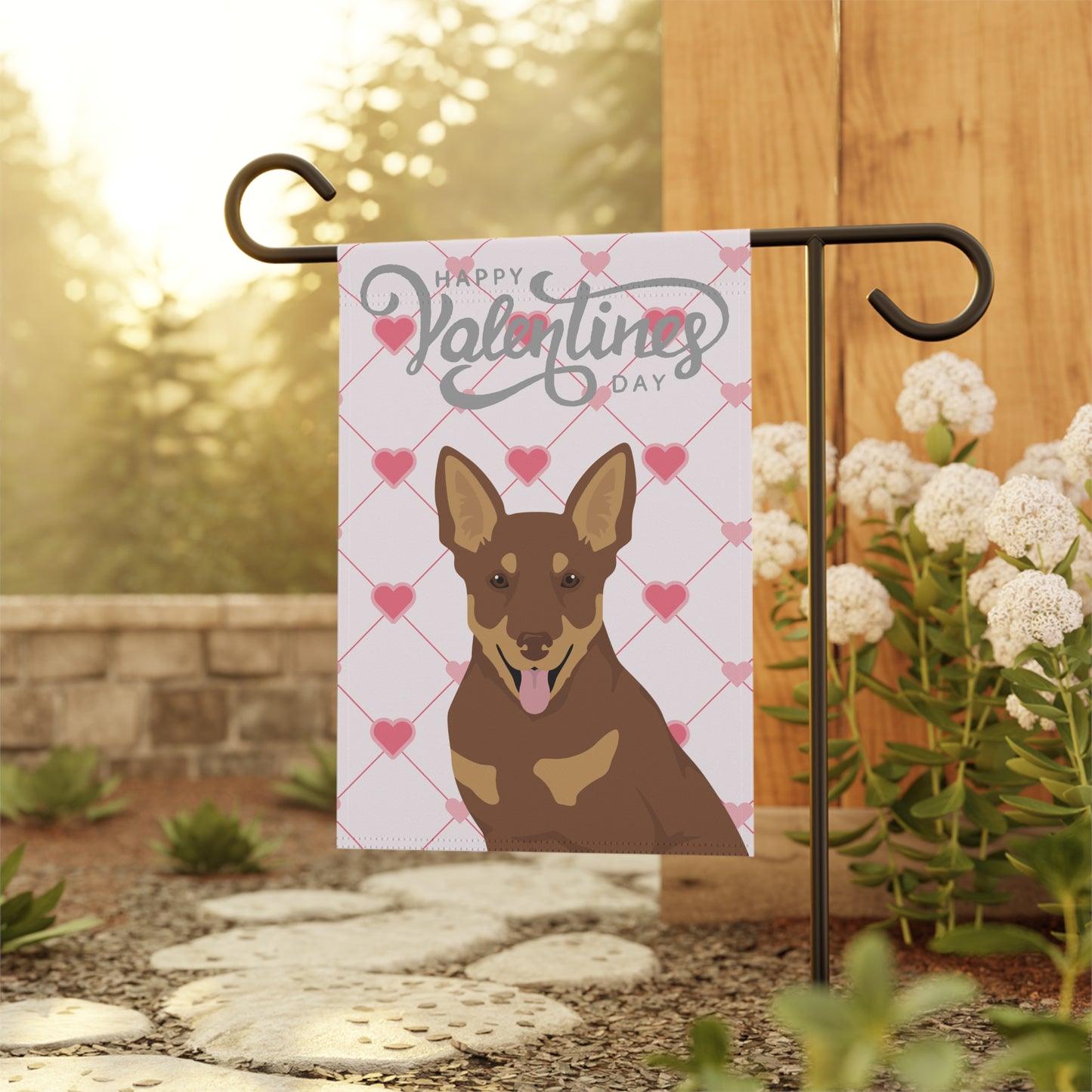 Lancashire Heeler Dog Valentines Day Garden Flag