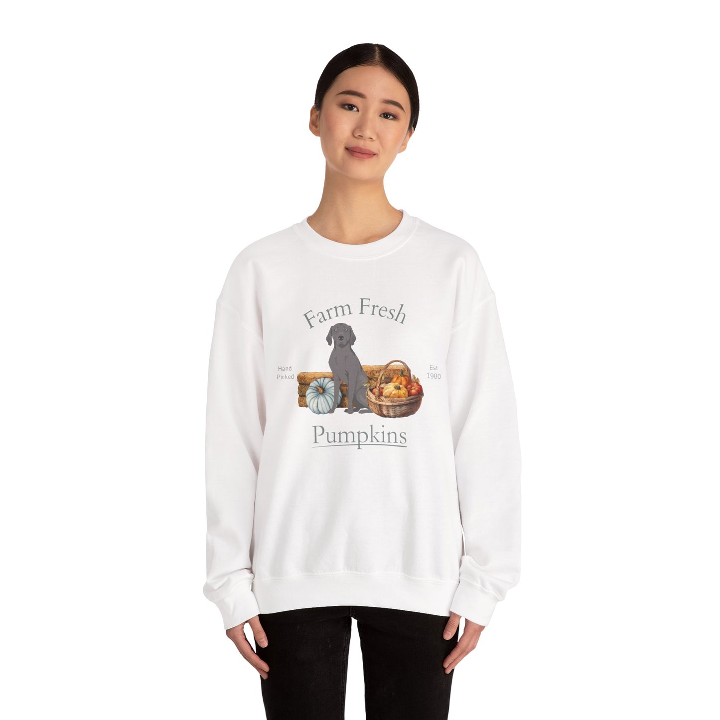 Weimaraner Dog Fall Farm Fresh Unisex Heavy Blend Crewneck Sweatshirt