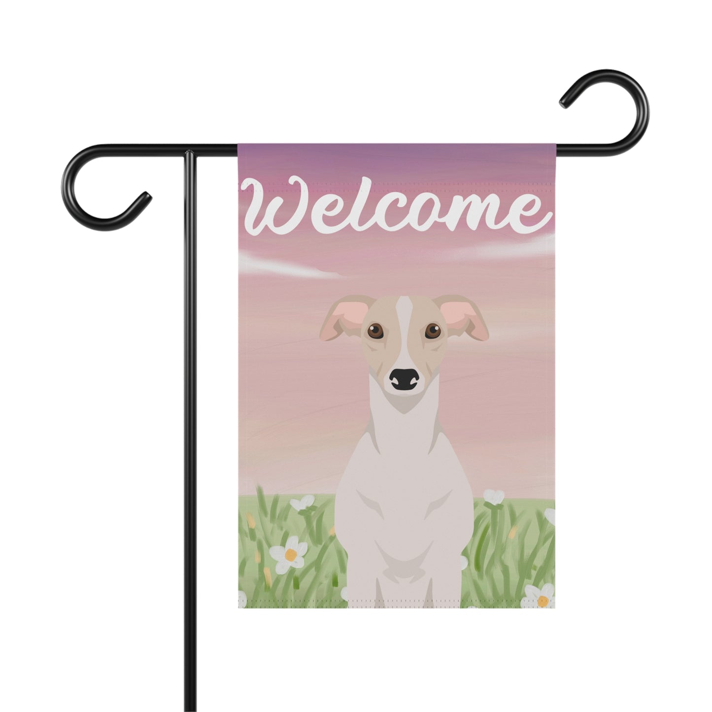 Whippet Dog Welcome Garden Flag