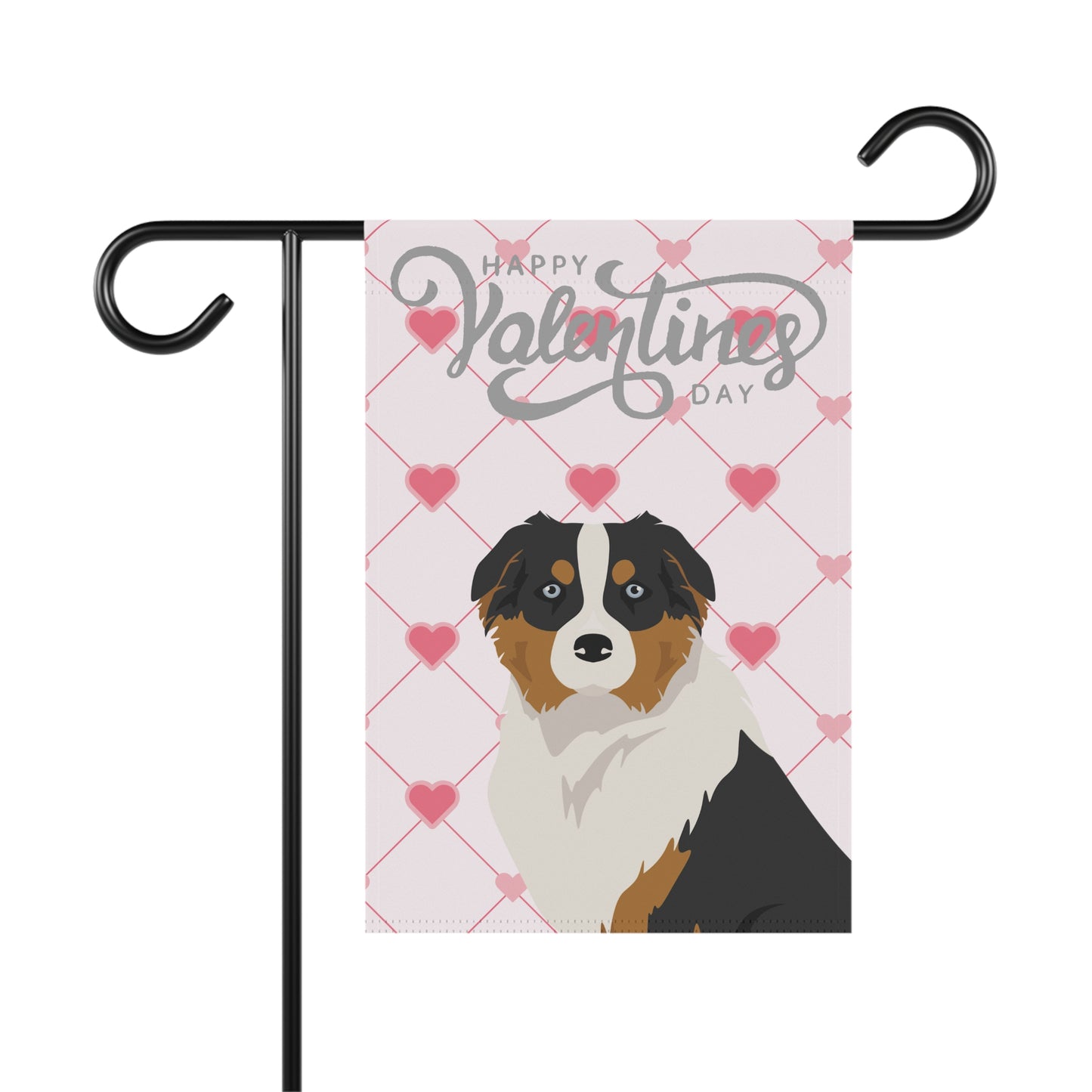 Australian Shepherd Dog Valentines Day Garden Flag