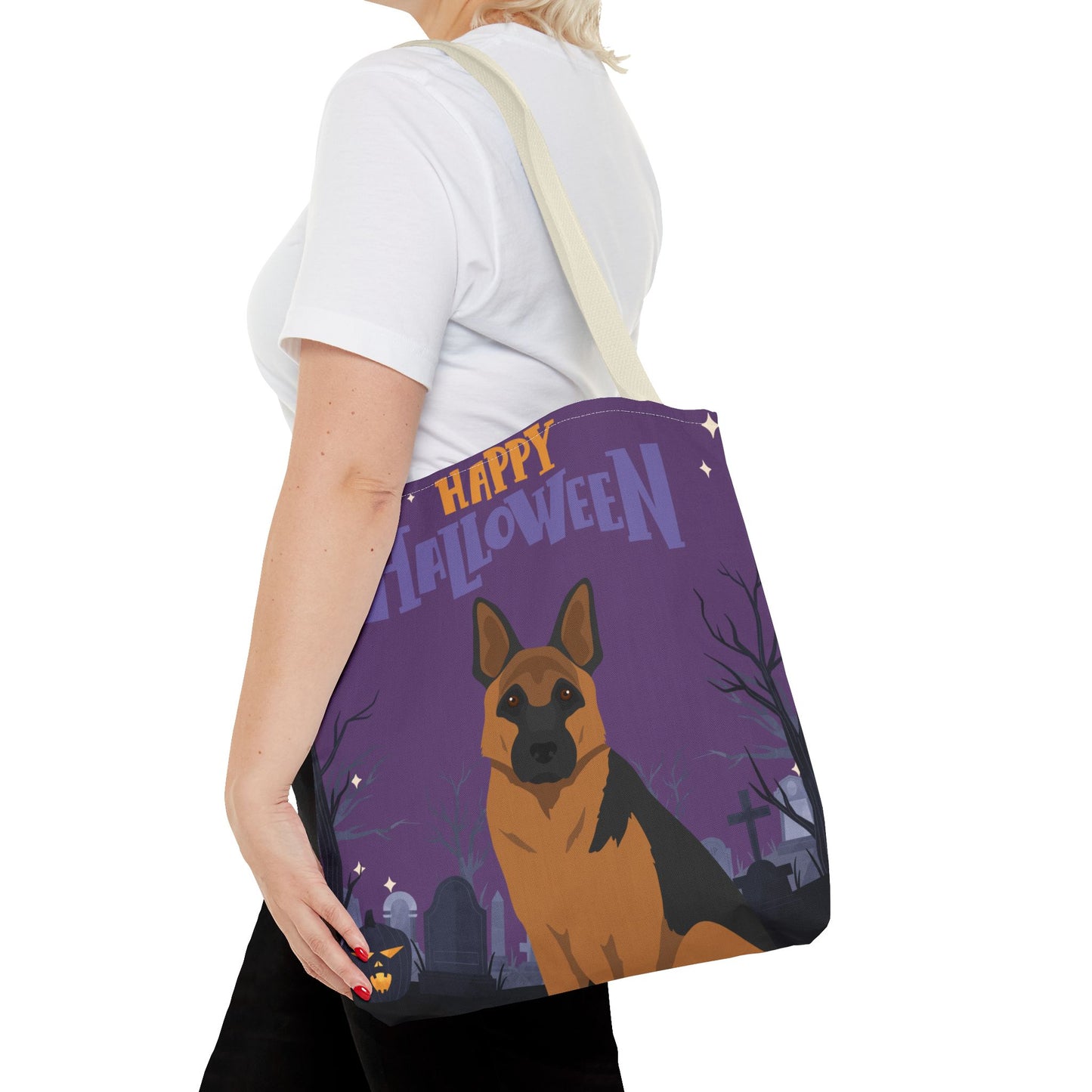 German Shepherd Dog Happy Halloween Tote Bag 16x16