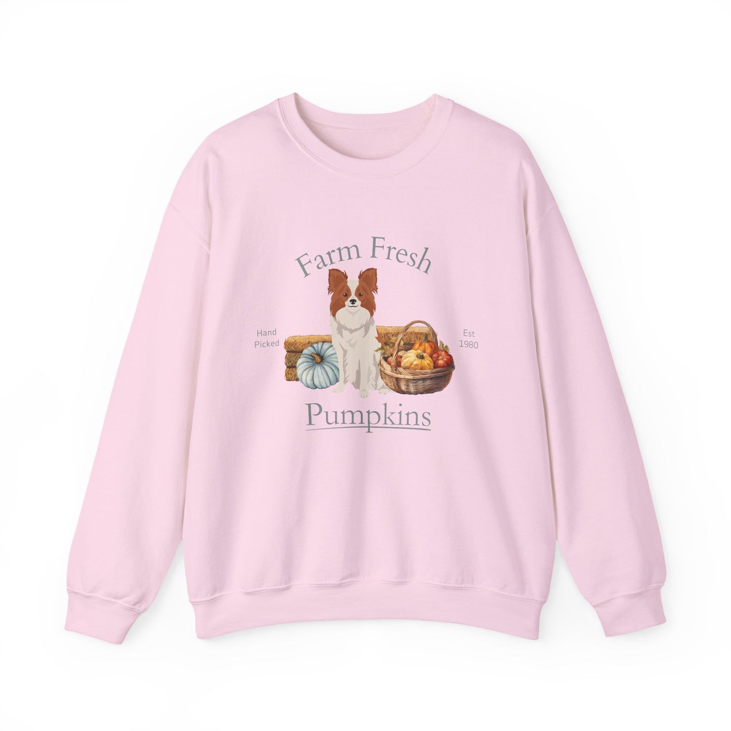 Papillon Dog Fall Farm Fresh Unisex Heavy Blend Crewneck Sweatshirt