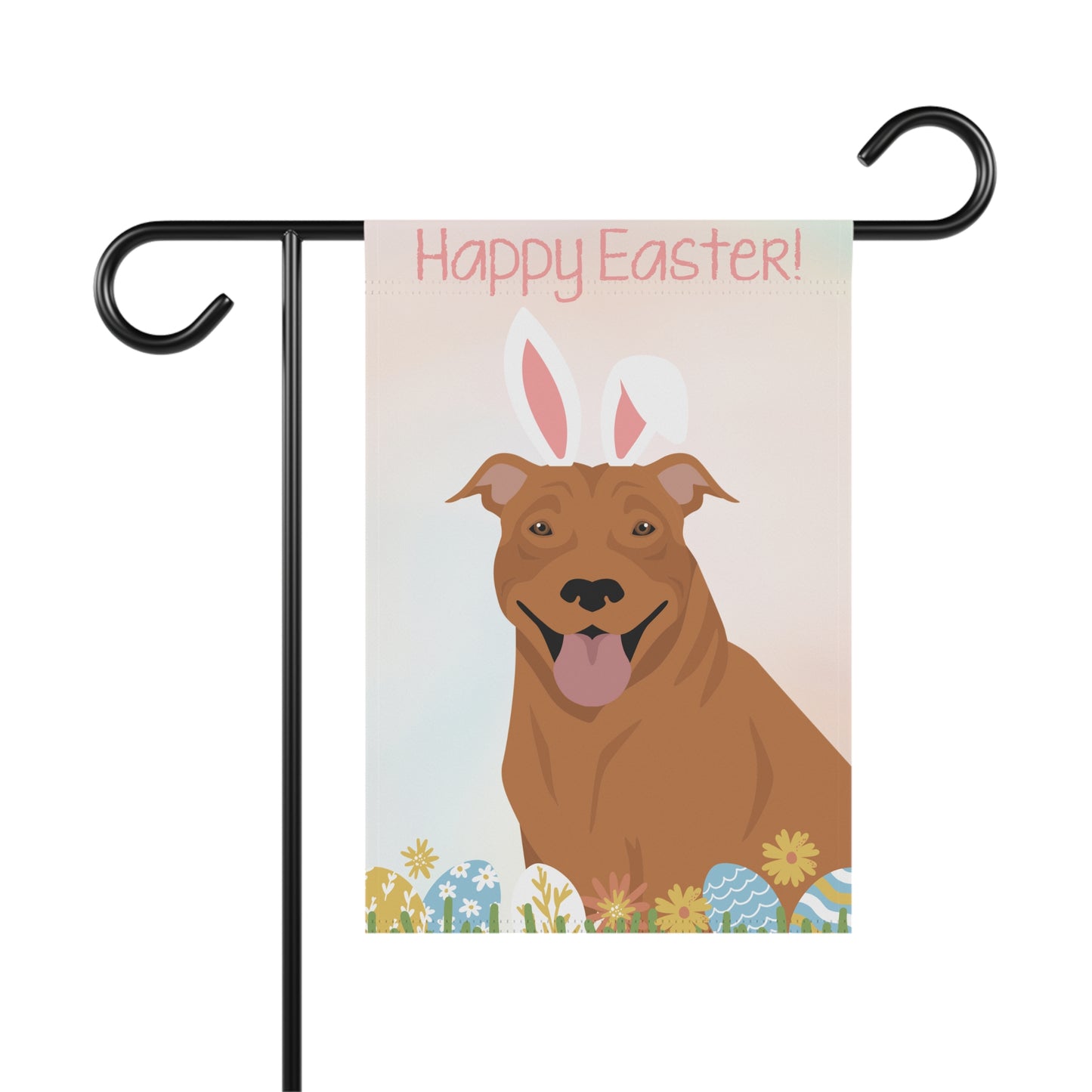 American Pitbull Terrier Dog Happy Easter Garden Flag