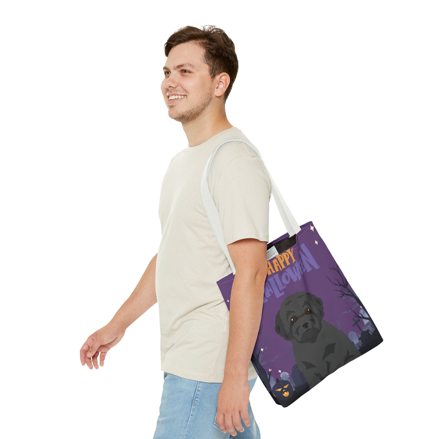Toy Poodle Dog Happy Halloween Tote Bag 16x16