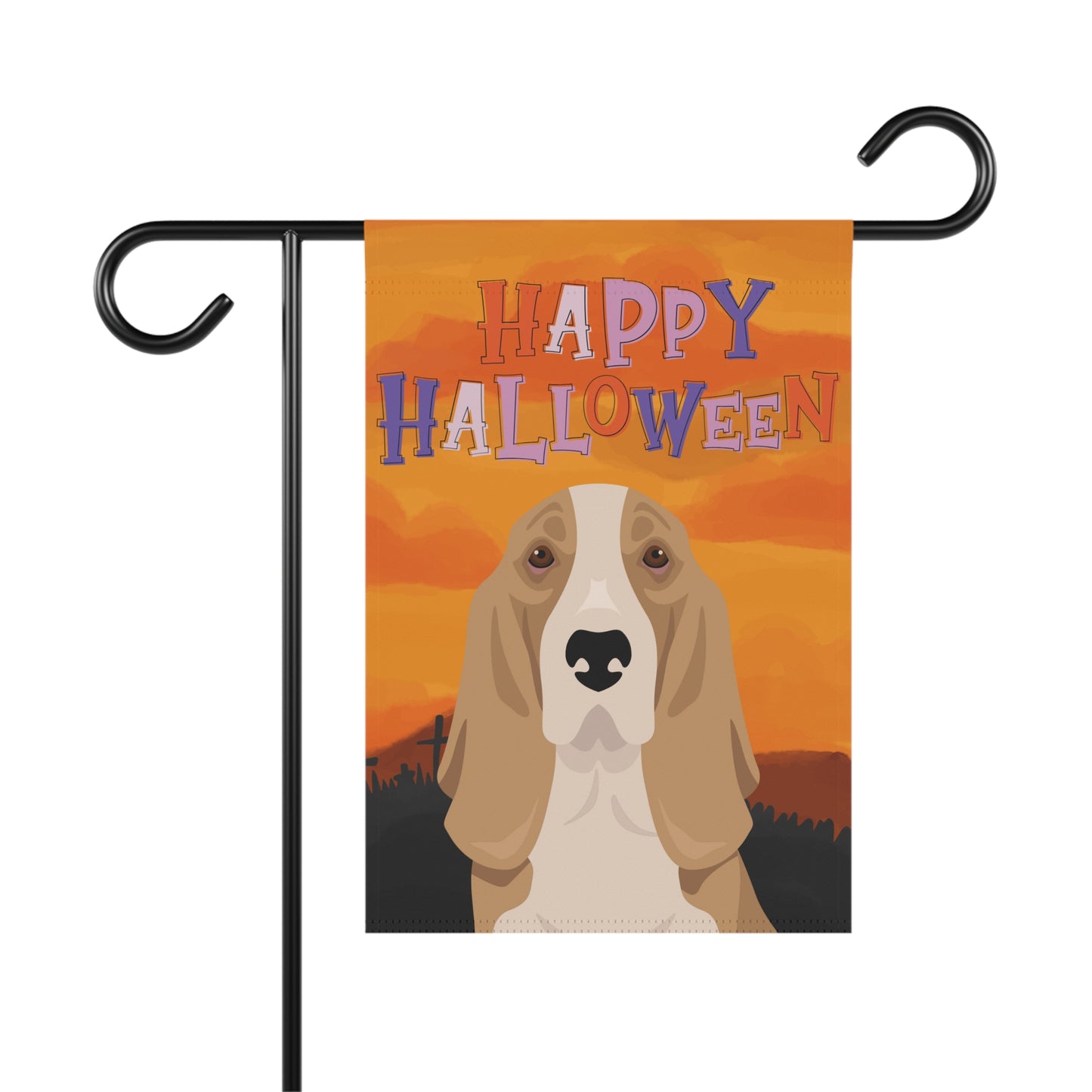 Basset Hound Dog Halloween Garden Flag