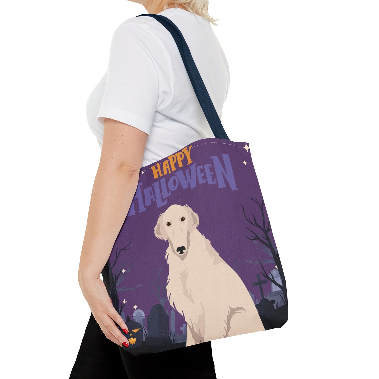 Borzoi Dog Happy Halloween Tote Bag 16x16