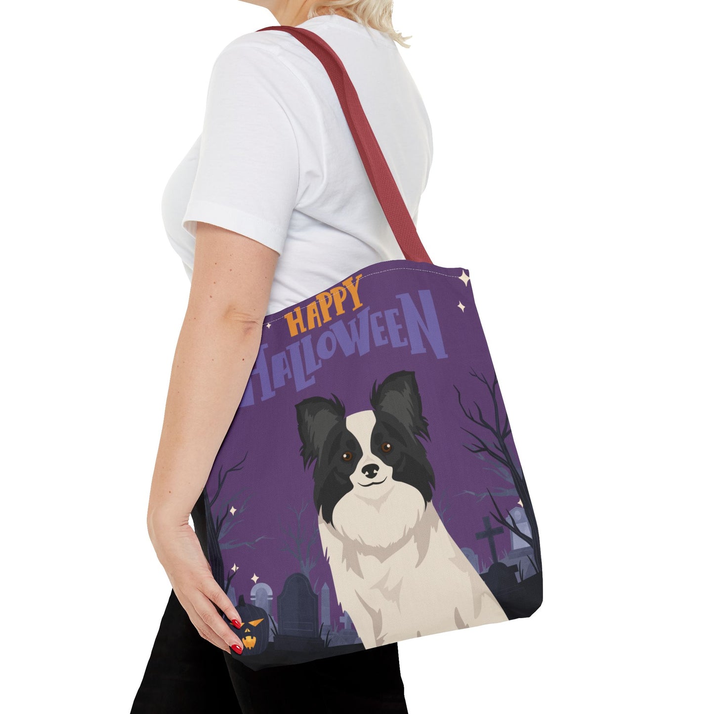 Papillon Dog Happy Halloween Tote Bag 16x16