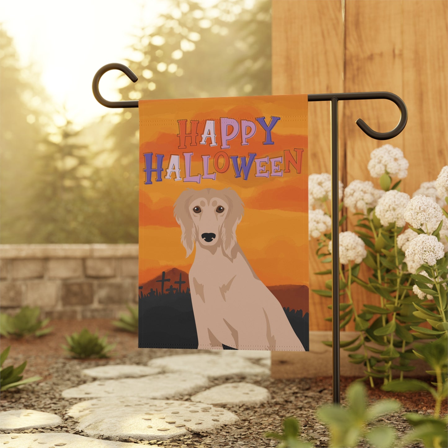 Saluki Dog Halloween Garden Flag