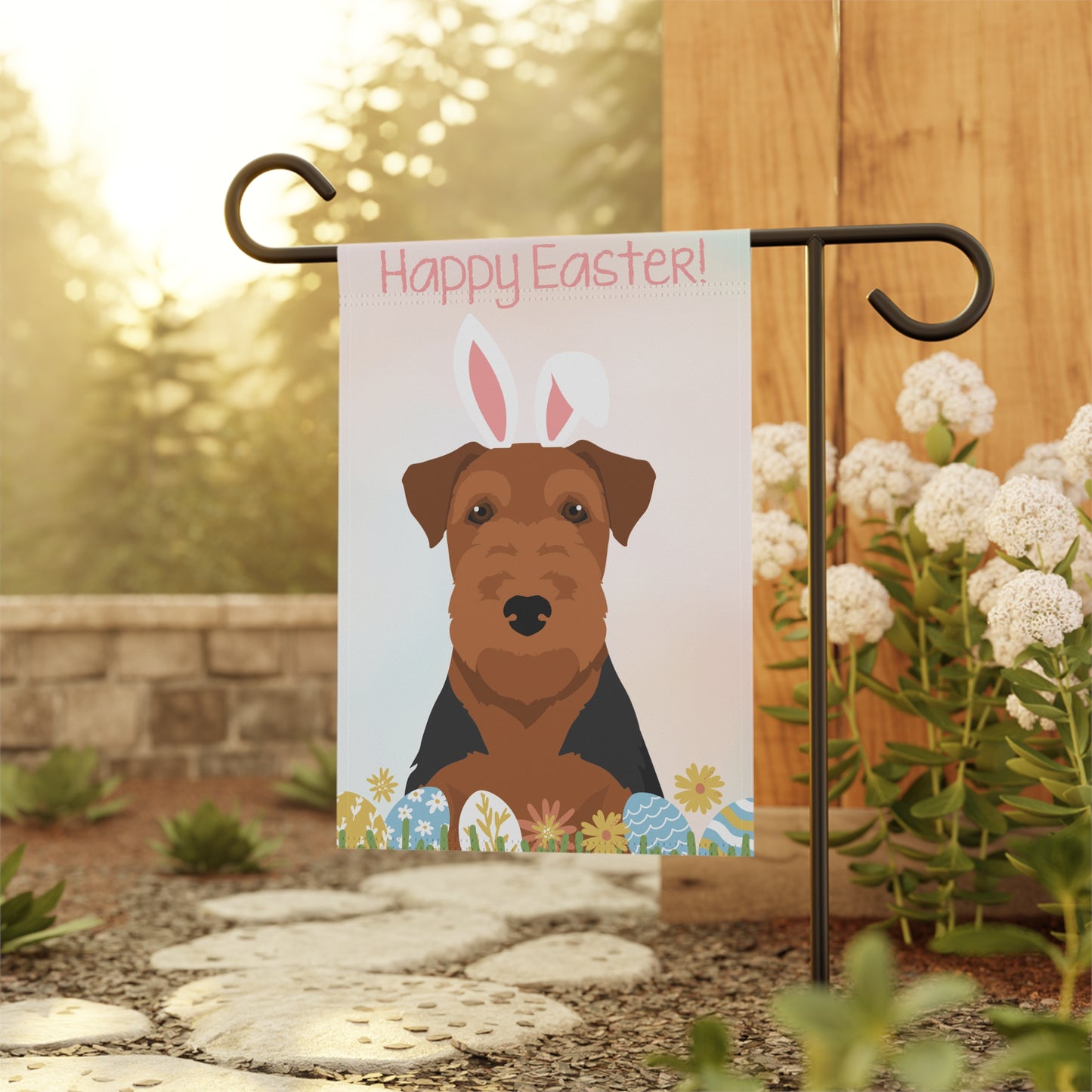 Welsh Terrier Dog Happy Easter Garden Flag