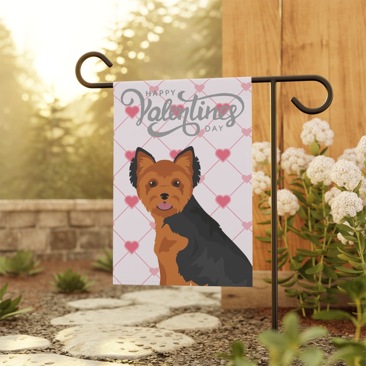 Yorkshire Terrier Dog Valentines Day Garden Flag