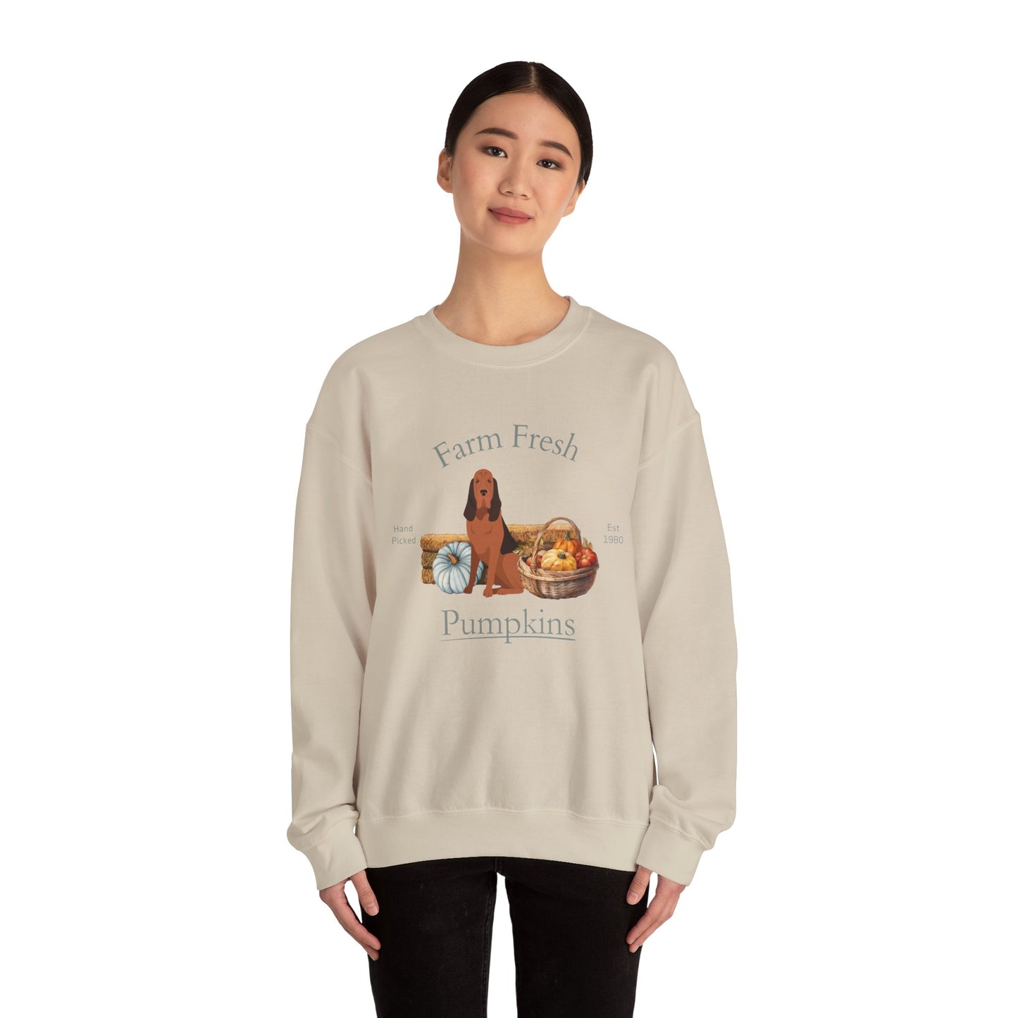 Bloodhound Dog Fall Farm Fresh Unisex Heavy Blend Crewneck Sweatshirt