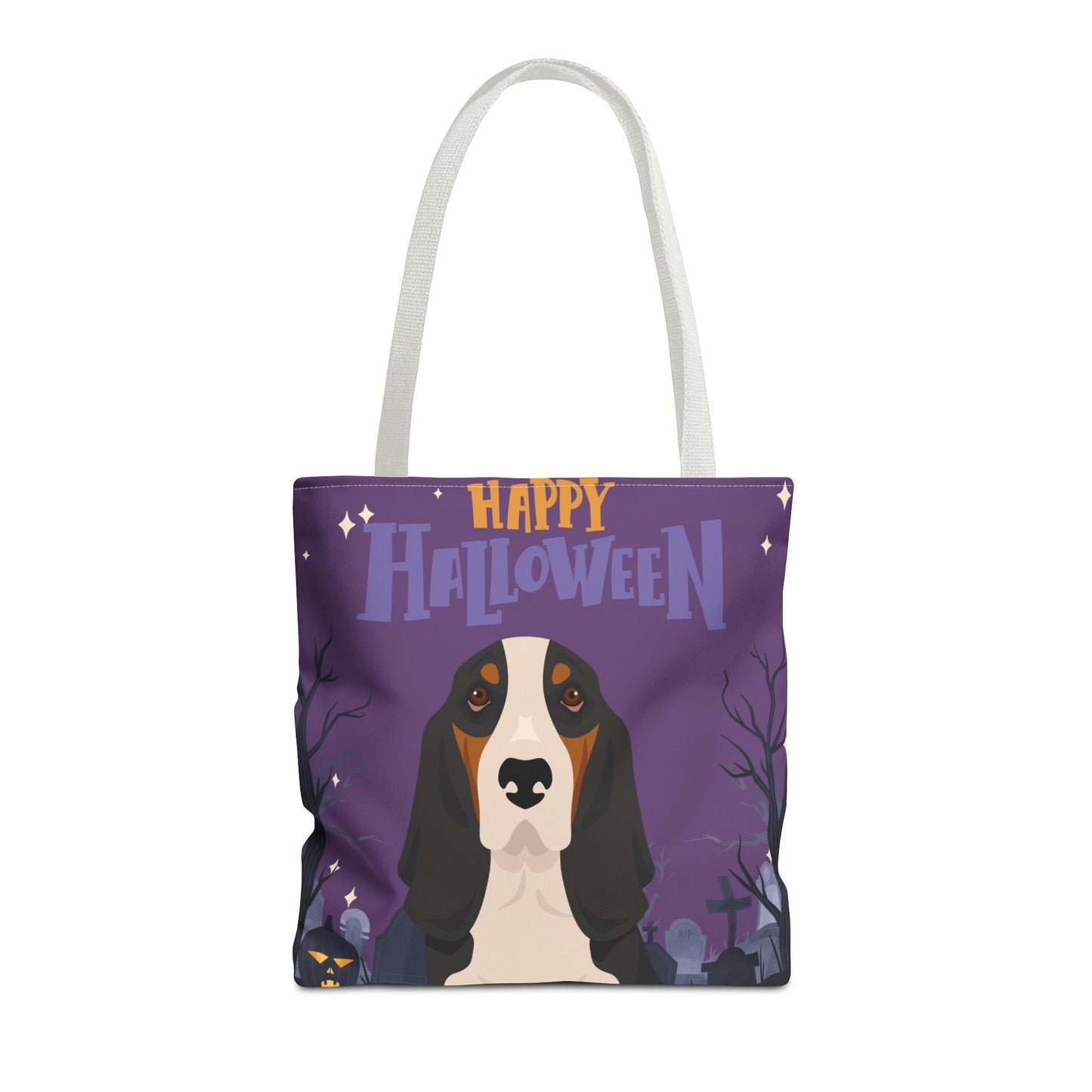 Basset Hound Dog Happy Halloween Tote Bag 16x16