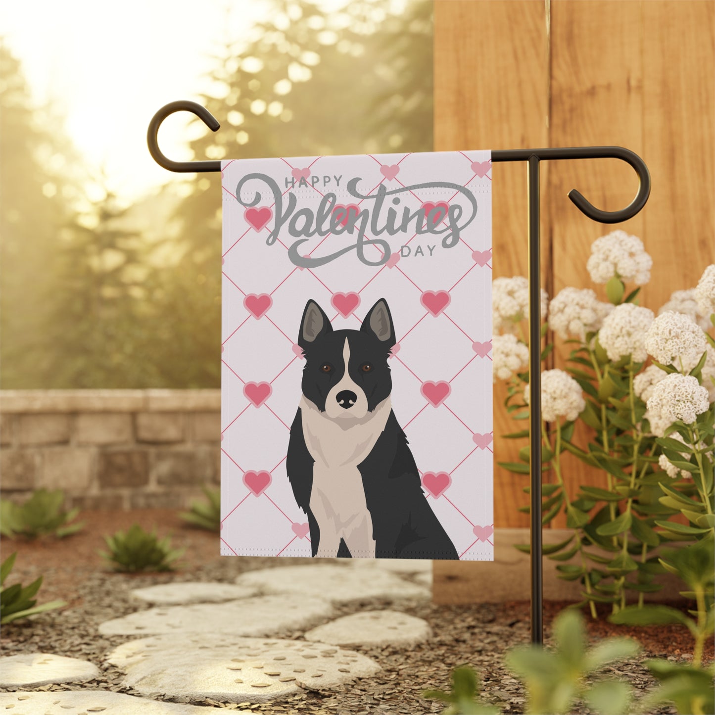 Karelian Bear Dog Valentines Day Garden Flag