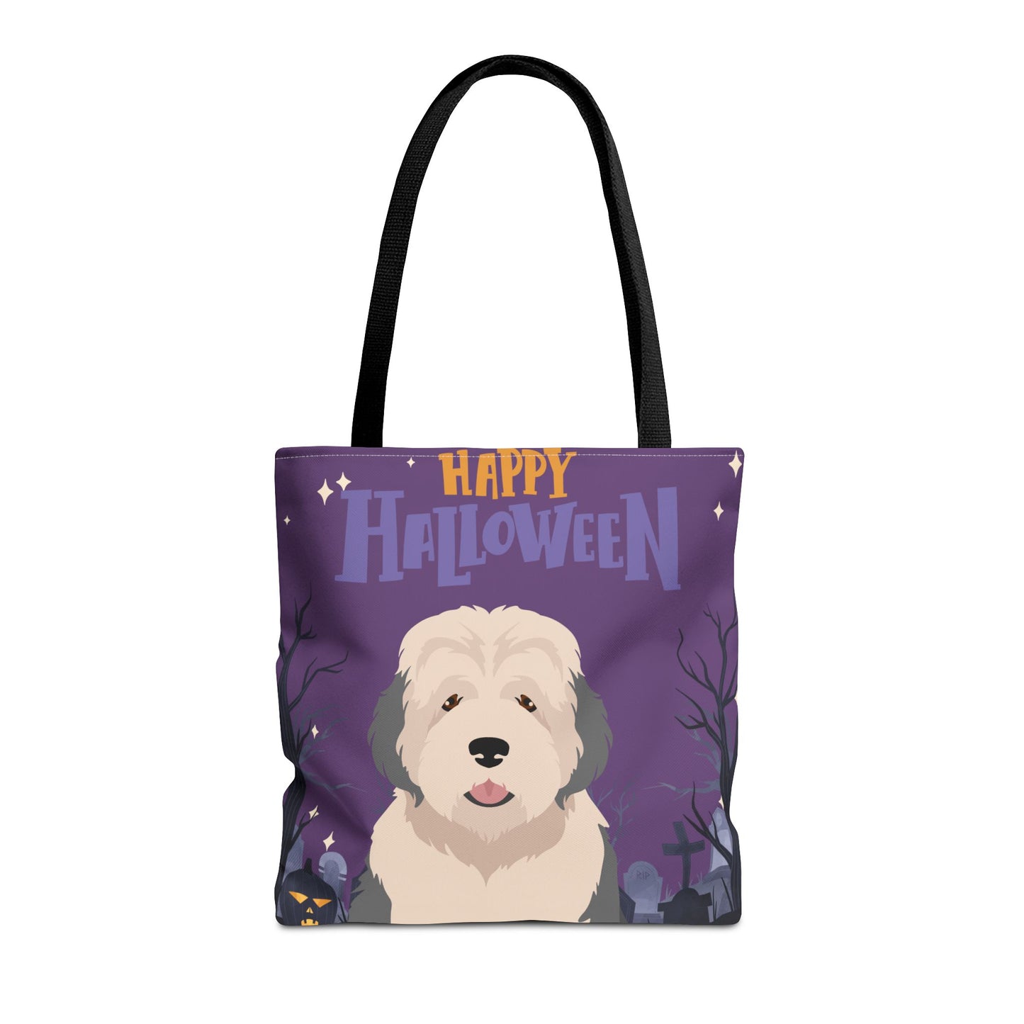 Old English Sheepdog Dog Happy Halloween Tote Bag 16x16