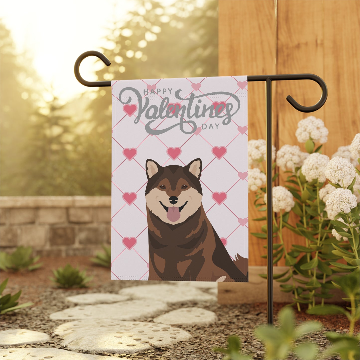 Shiba Inu Dog Valentines Day Garden Flag