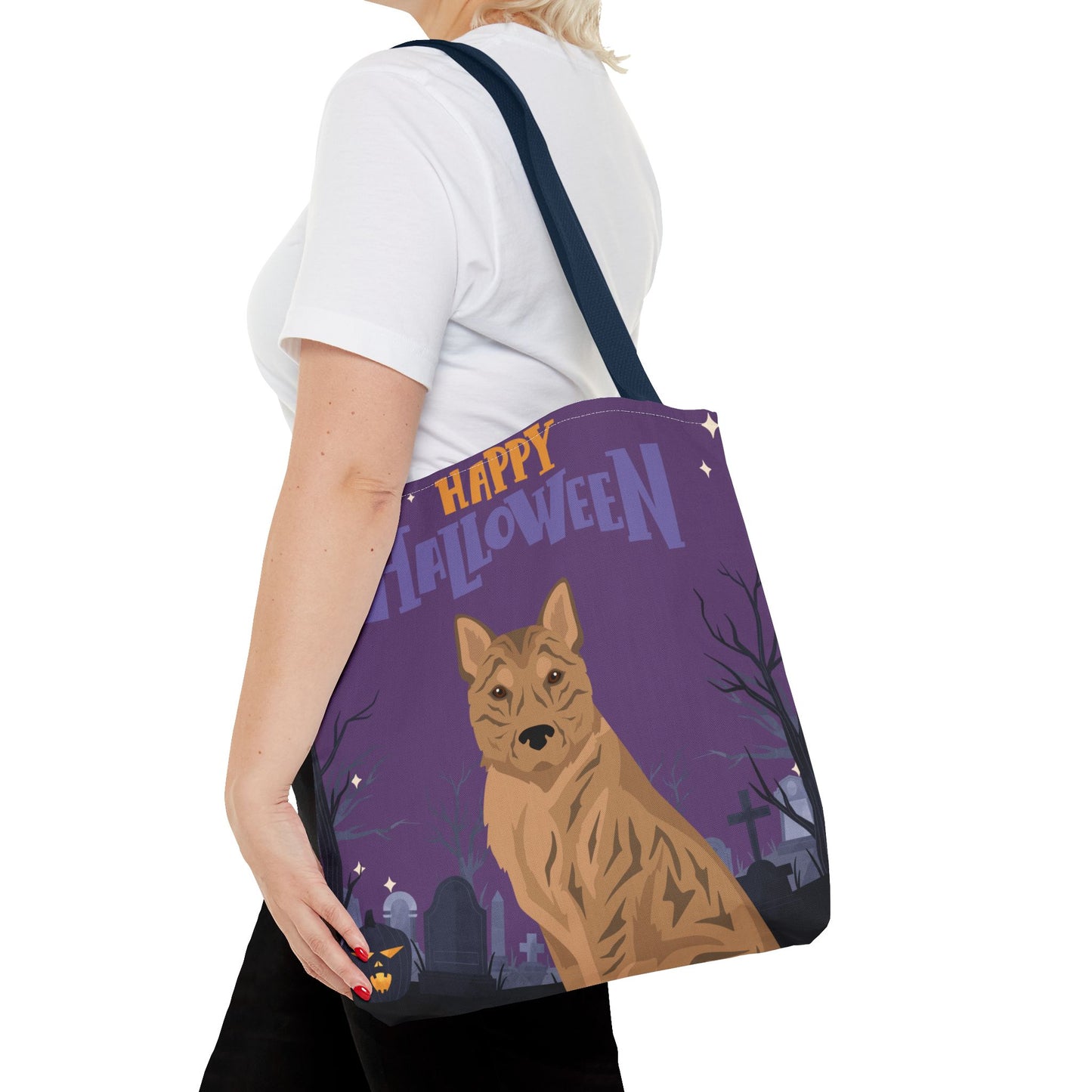 Korean Jindo Dog Happy Halloween Tote Bag 16x16
