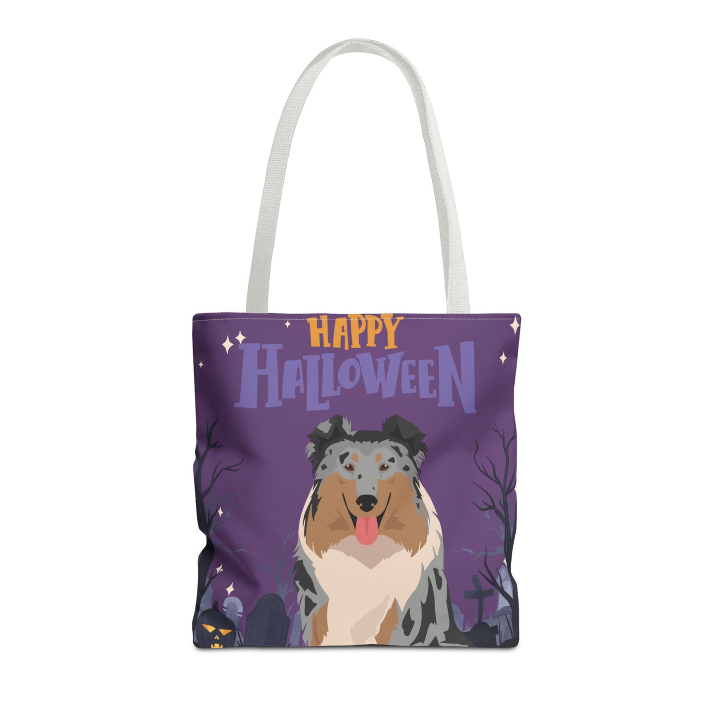 Collie Dog Happy Halloween Tote Bag 16x16