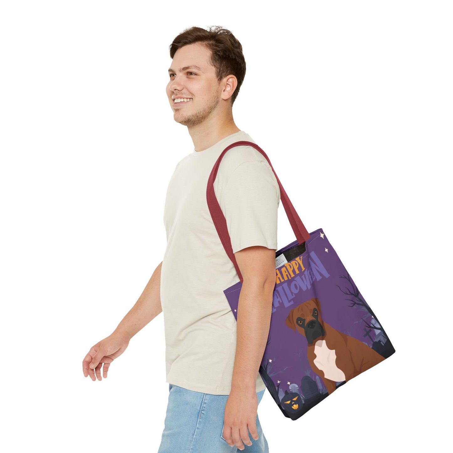 Boxer Dog Happy Halloween Tote Bag 16x16