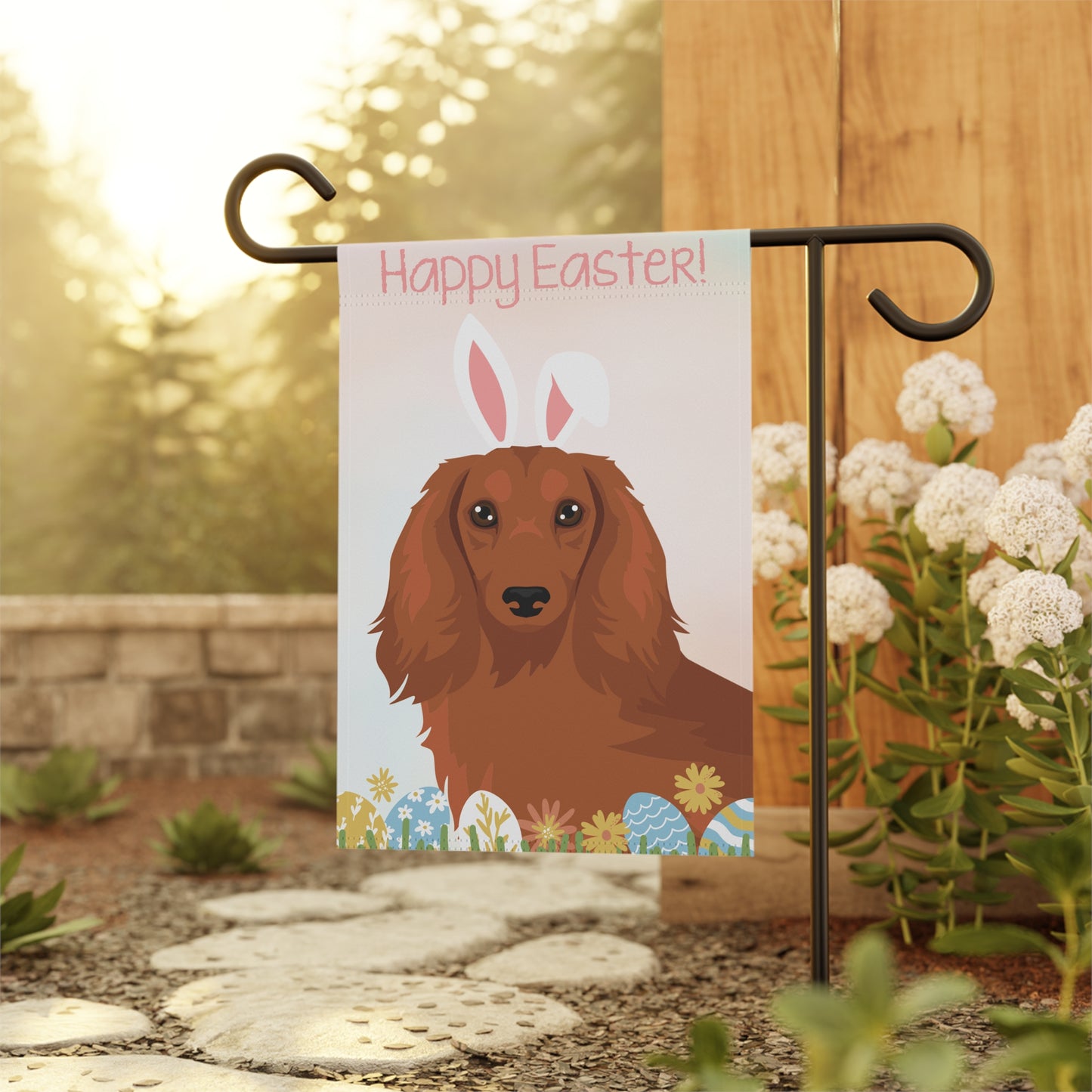 Dachshund Dog Happy Easter Garden Flag