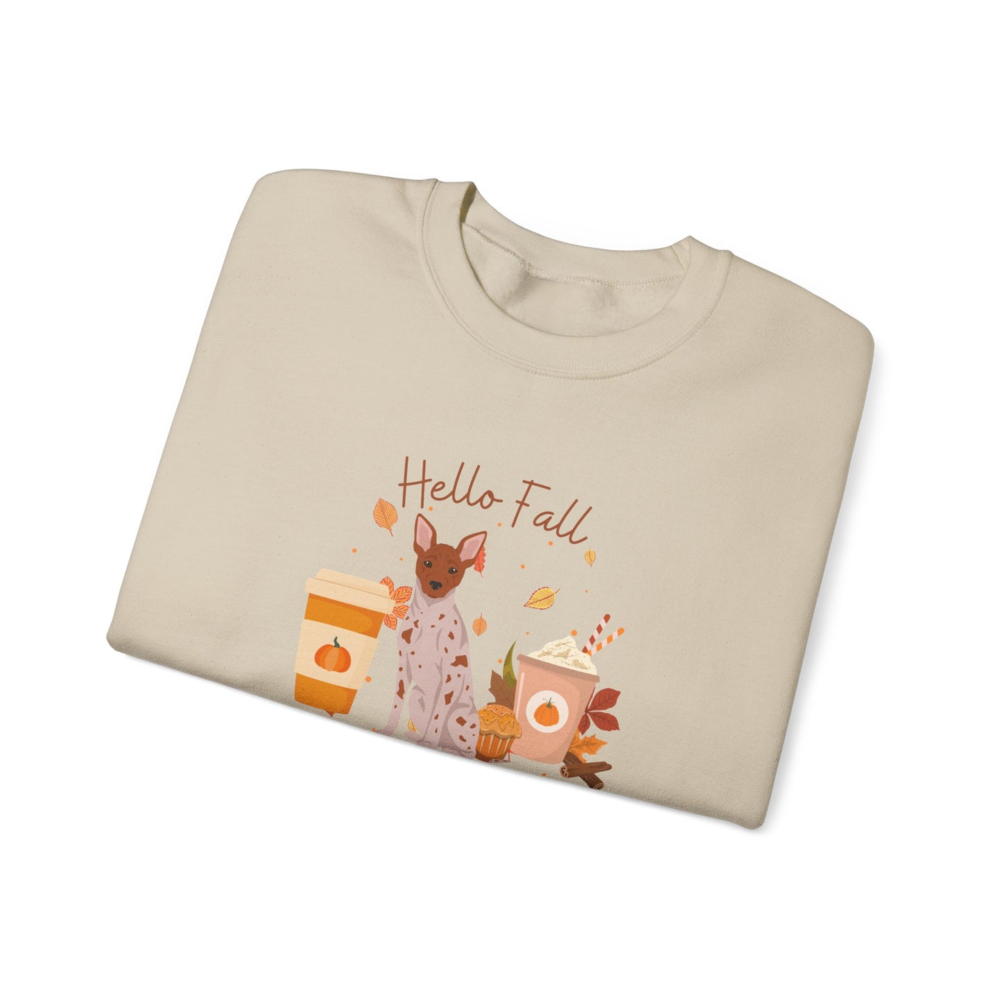 American Hairless Terrier Dog Fall Unisex Heavy Blend Crewneck Sweatshirt