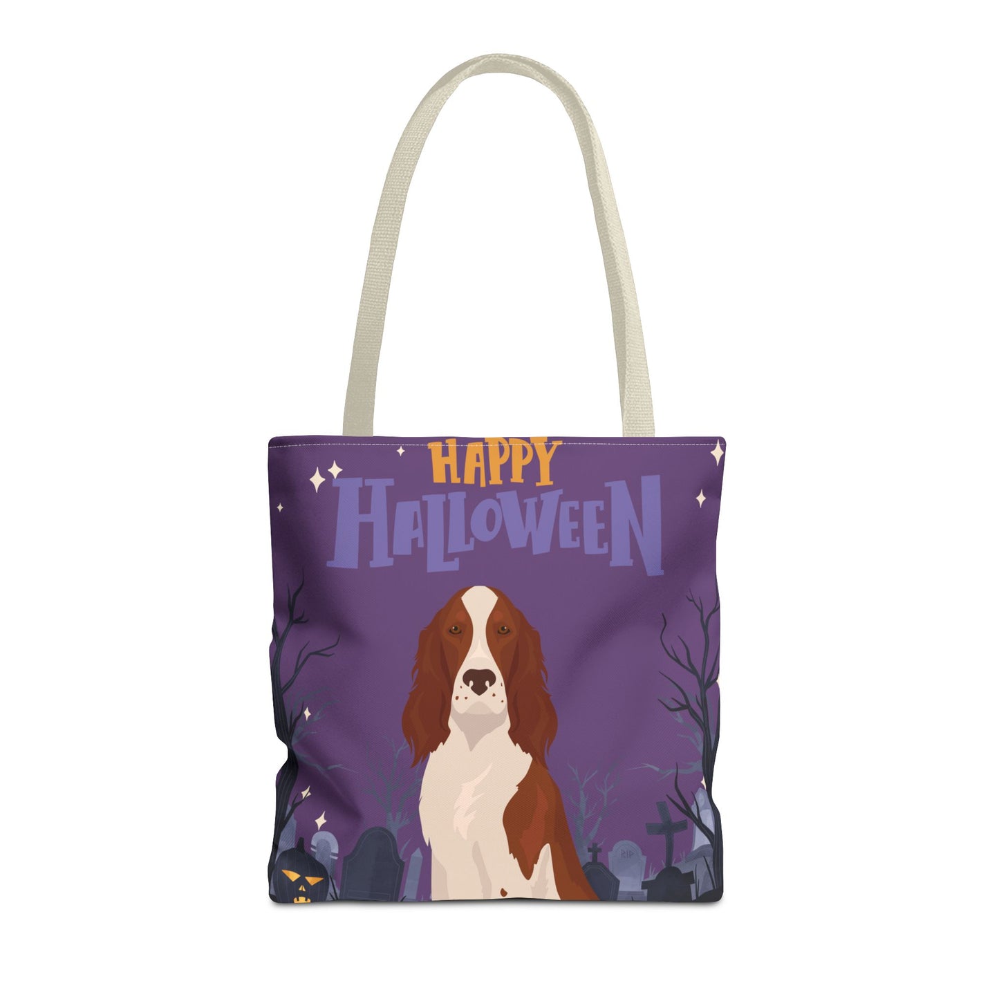 Irish Red and White Setter Dog Happy Halloween Tote Bag 16x16