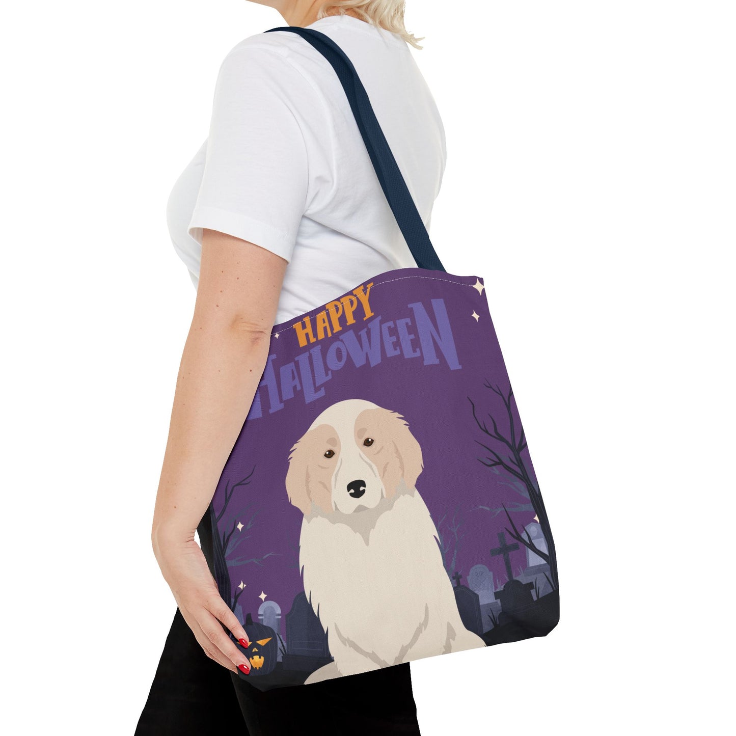 Great Pyrenees Dog Happy Halloween Tote Bag 16x16