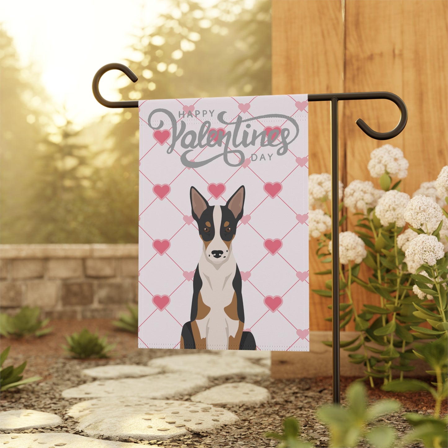 Smooth Border Collie Dog Valentines Day Garden Flag