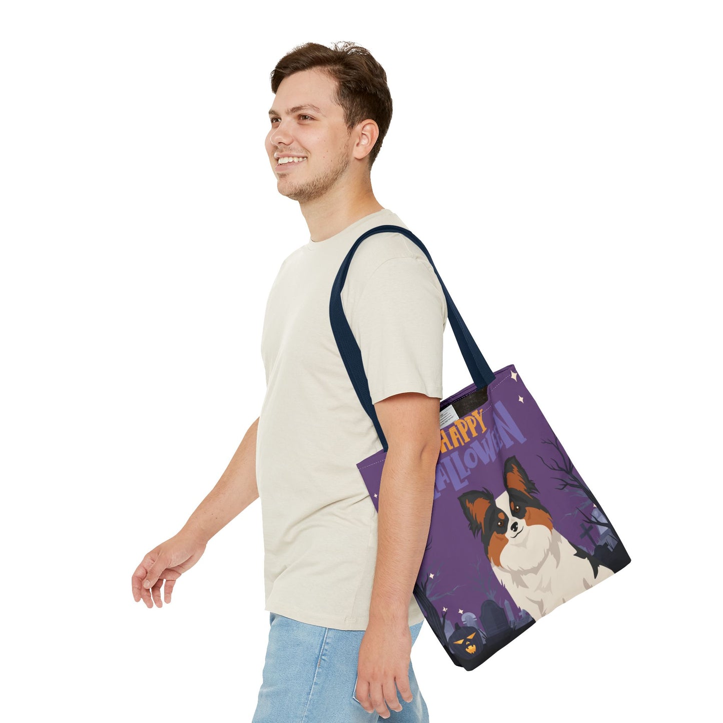 Papillon Dog Happy Halloween Tote Bag 16x16