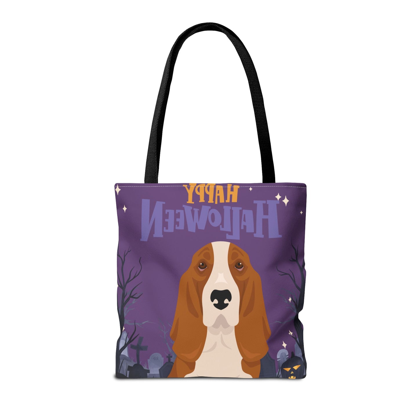 Basset Hound Dog Happy Halloween Tote Bag 16x16