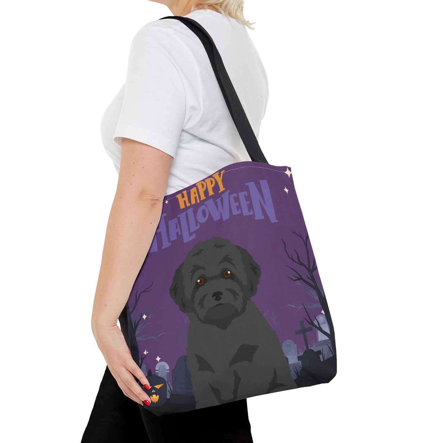 Toy Poodle Dog Happy Halloween Tote Bag 16x16