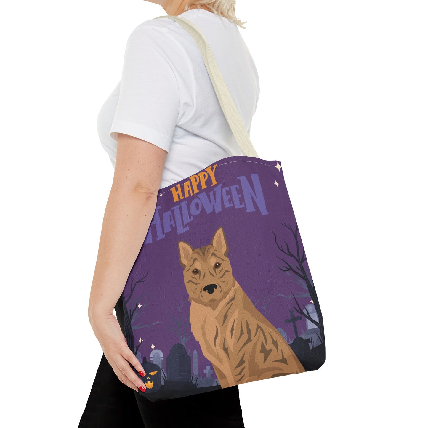 Korean Jindo Dog Happy Halloween Tote Bag 16x16