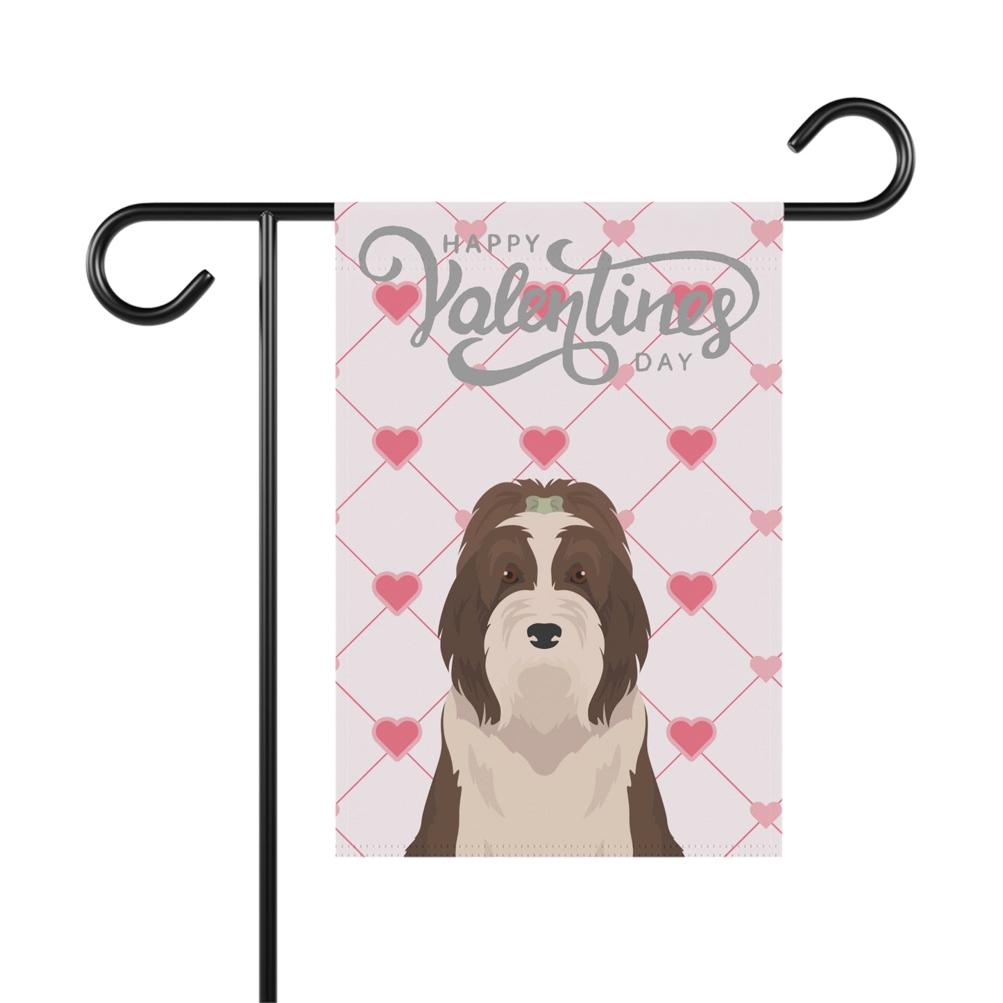 Bearded Collie Dog Valentines Day Garden Flag