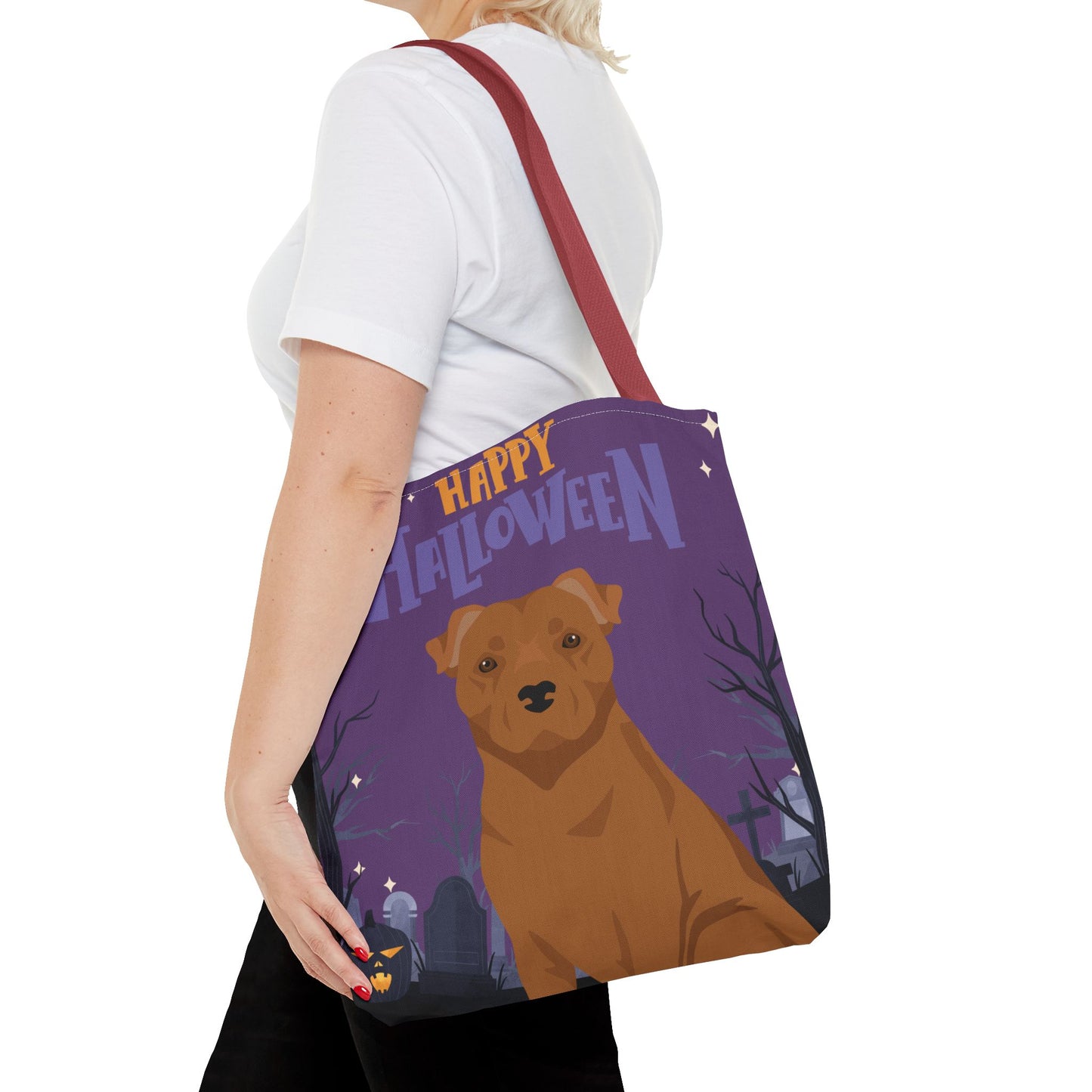 Staffordshire Bull Terrier Dog Happy Halloween Tote Bag 16x16