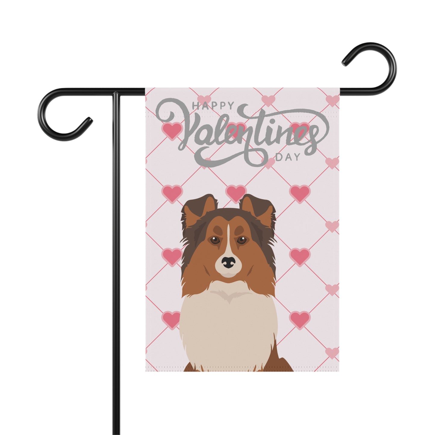 Shetland Sheepdog Dog Valentines Day Garden Flag