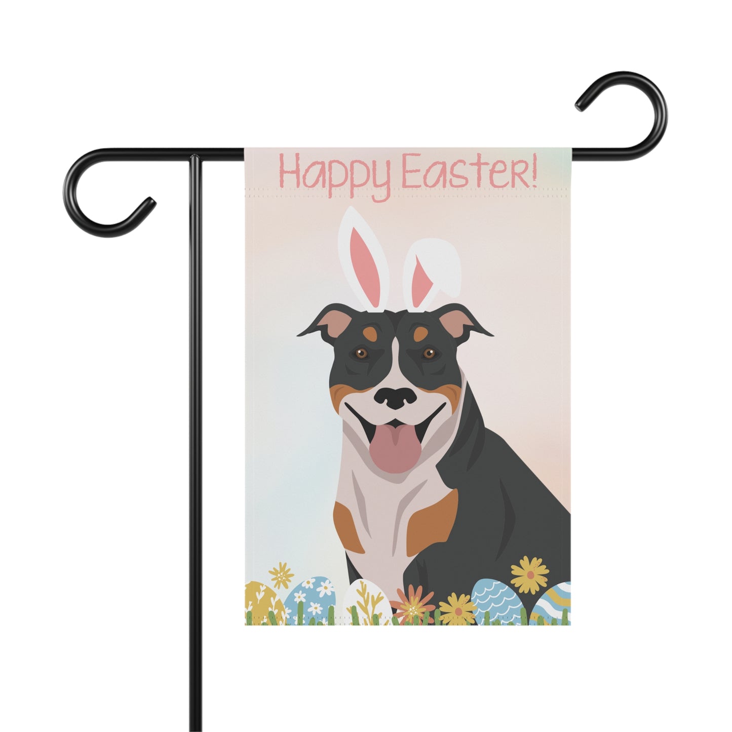 American Pitbull Terrier Dog Happy Easter Garden Flag