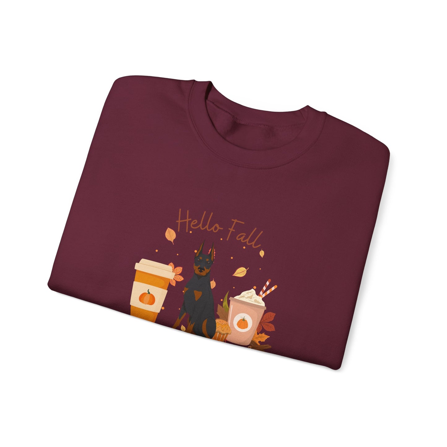 Doberman Pinscher Dog Fall Unisex Heavy Blend Crewneck Sweatshirt