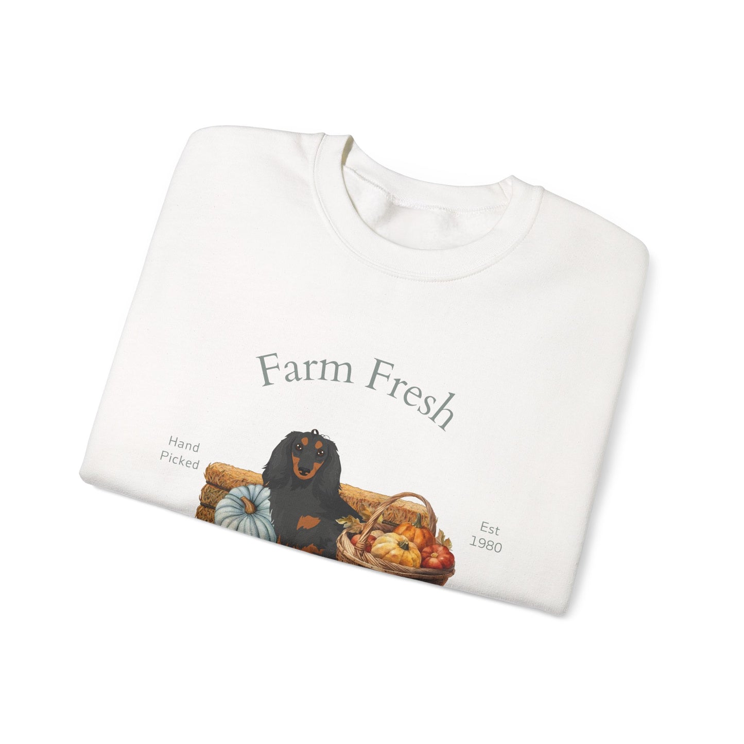 Dachshund Dog Fall Farm Fresh Unisex Heavy Blend Crewneck Sweatshirt