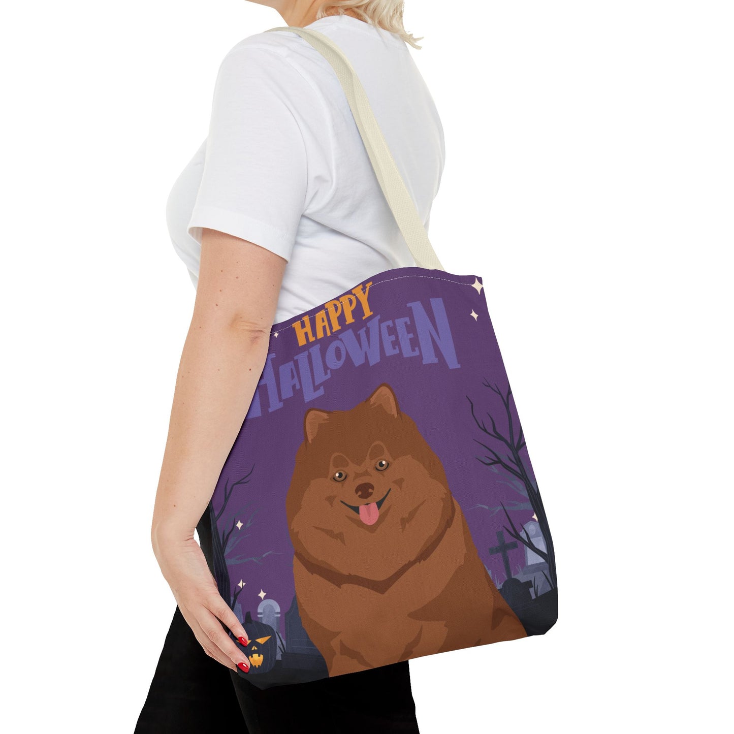 Pomeranian Dog Happy Halloween Tote Bag 16x16