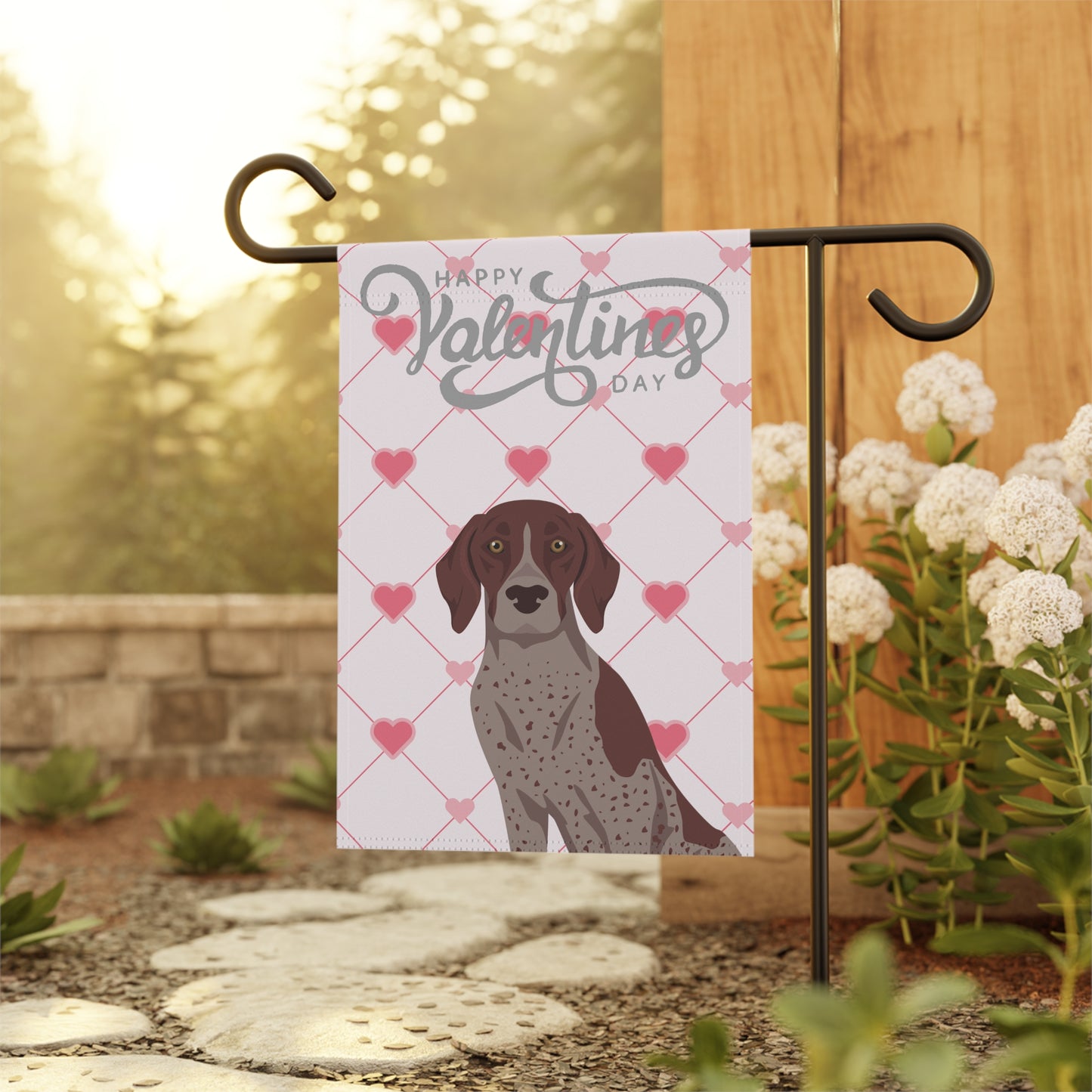 German Shorthaired Pointer Dog Valentines Day Garden Flag