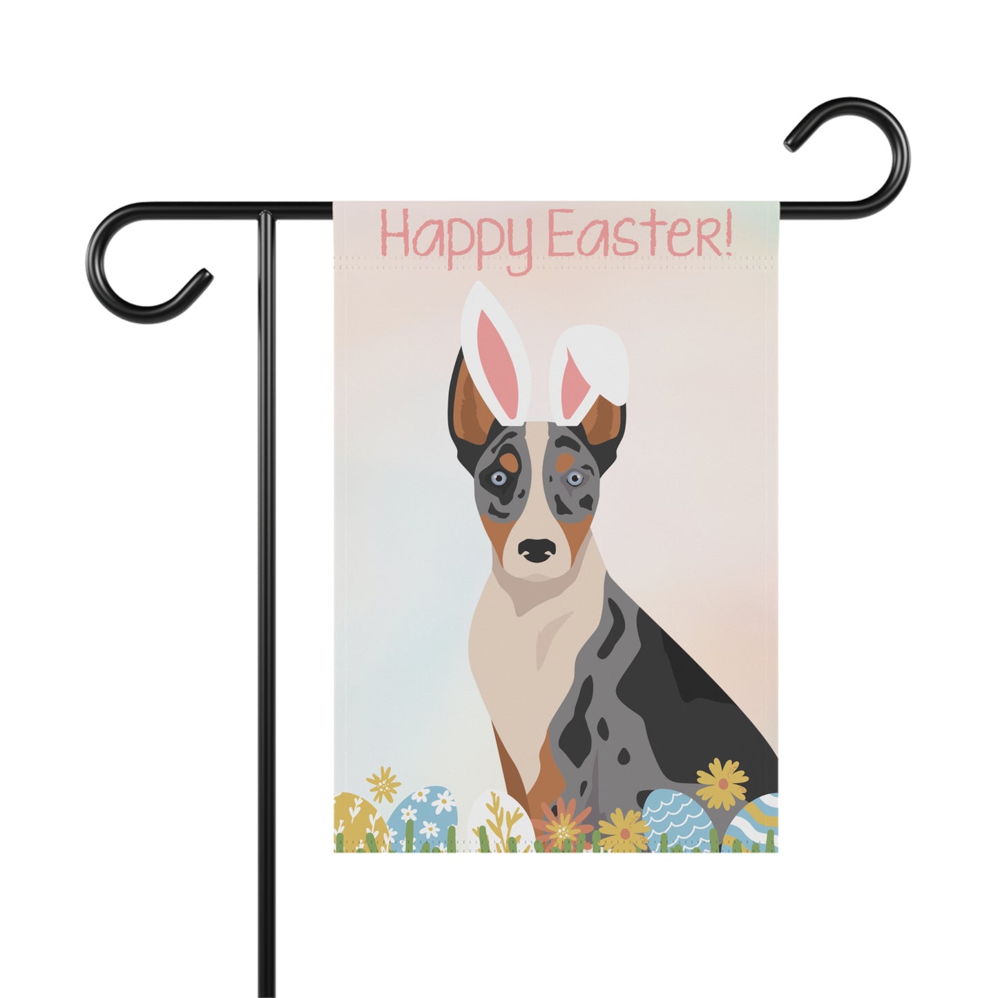 Australian Koolie Dog Happy Easter Garden Flag